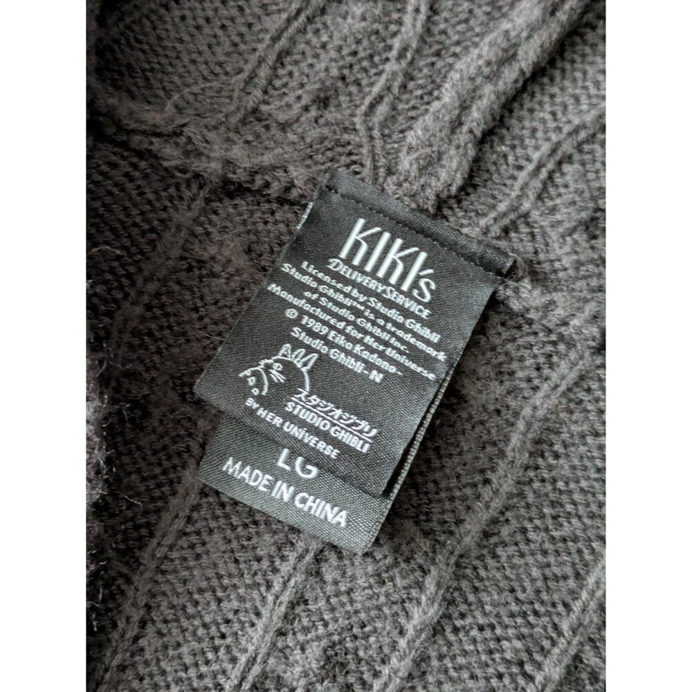 Hot Topic Studio Ghibli Kikis Delivery Service Jiji Cable Knit Cardigan Size L - Picture 4 of 10